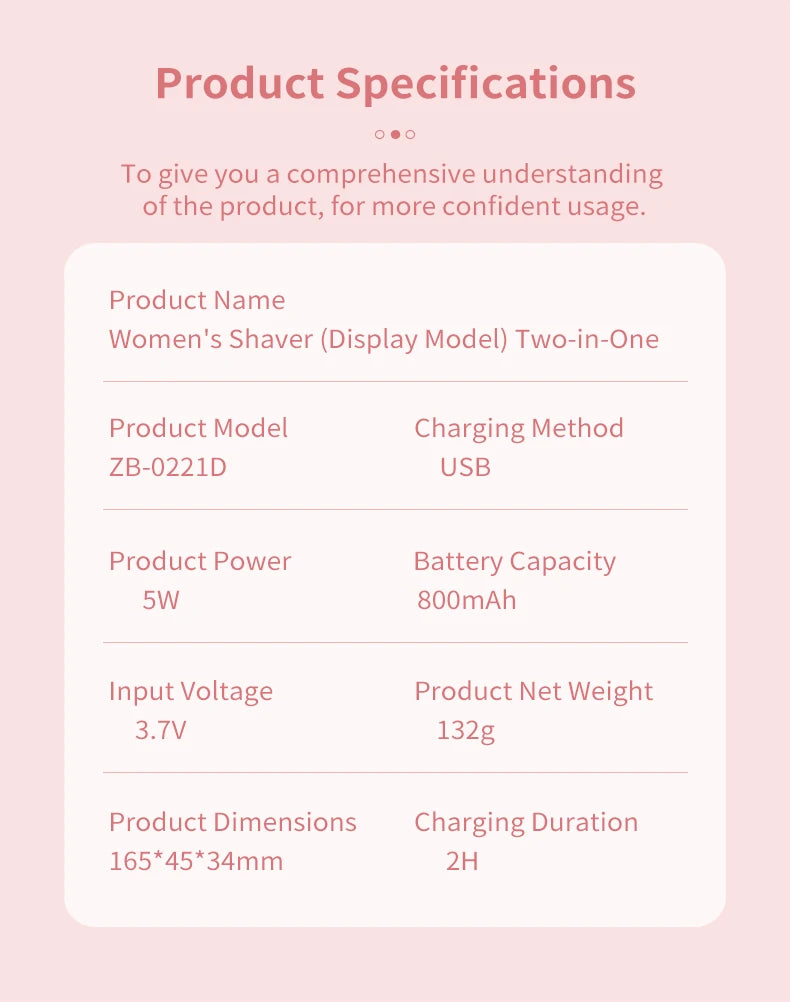 Portable Waterproof 2 In 1 Painless Shaving Knife Lady Private Part Hair Shaver Trimmer Epilator Bikini Trimmer Electric Razors