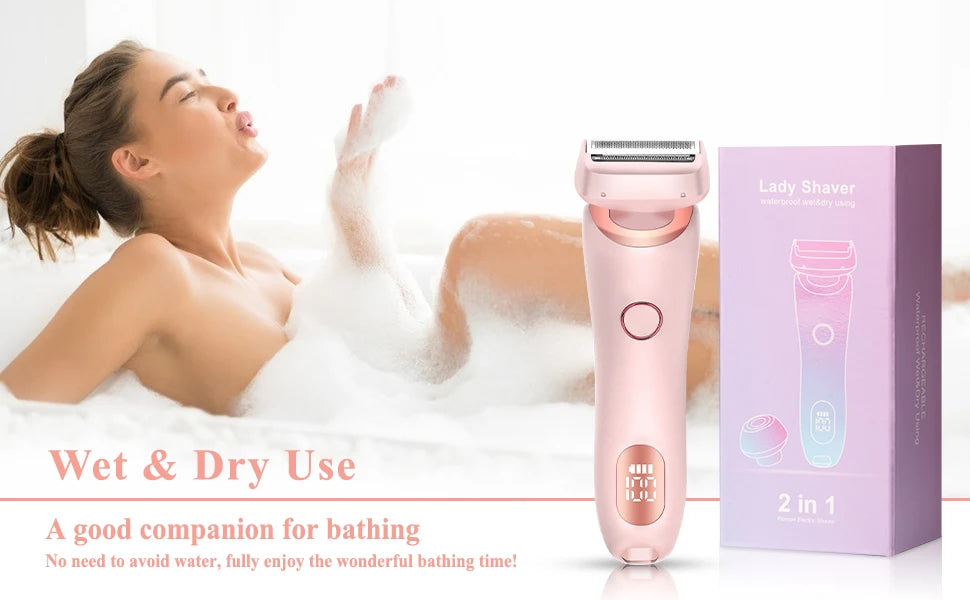 Portable Waterproof 2 In 1 Painless Shaving Knife Lady Private Part Hair Shaver Trimmer Epilator Bikini Trimmer Electric Razors