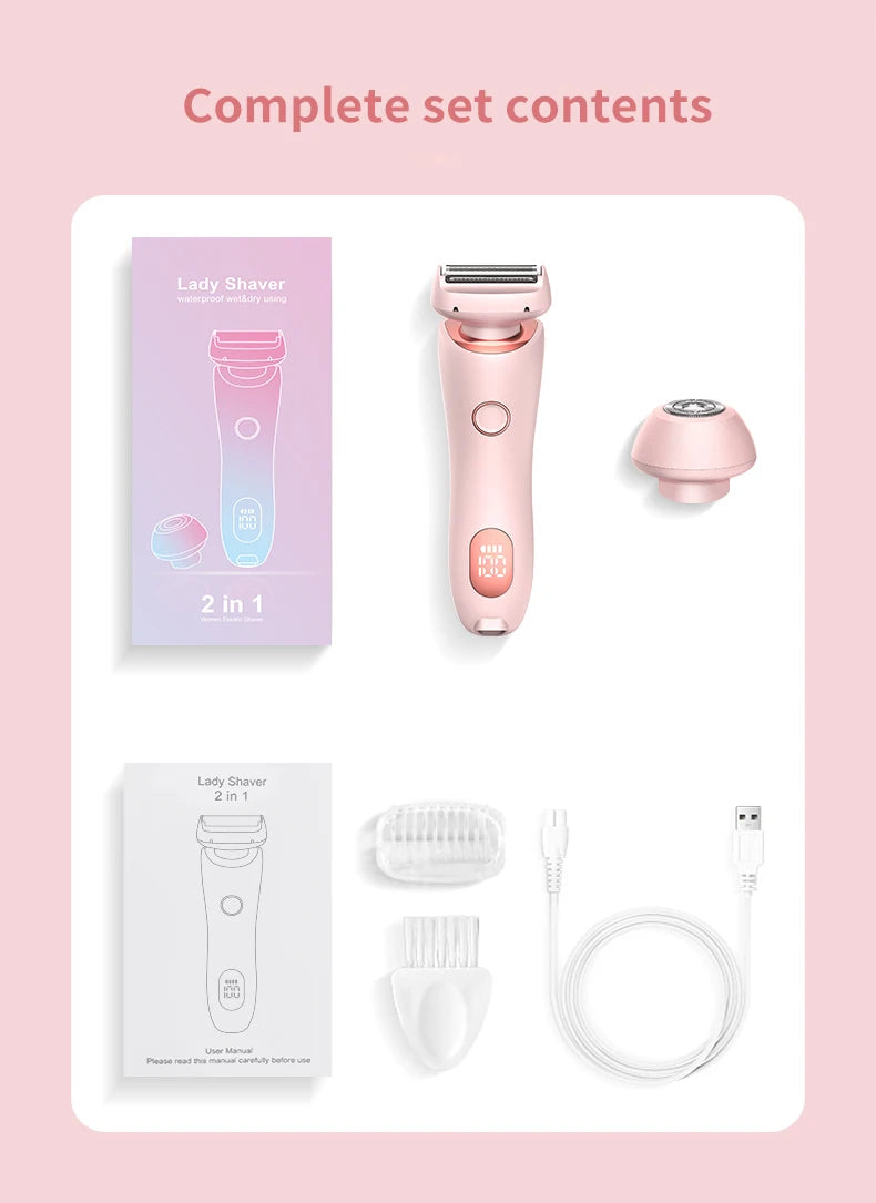Portable Waterproof 2 In 1 Painless Shaving Knife Lady Private Part Hair Shaver Trimmer Epilator Bikini Trimmer Electric Razors