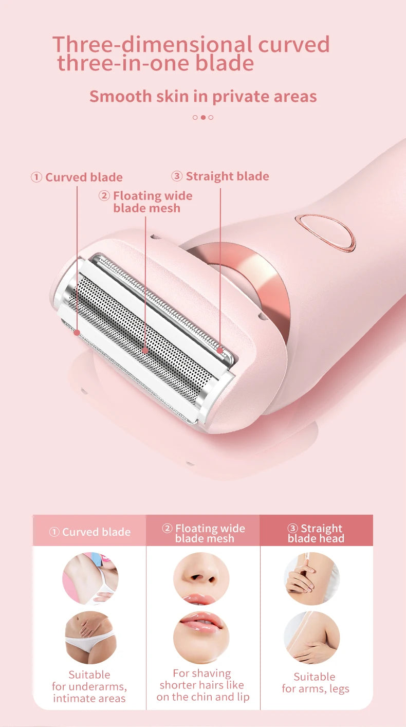 Portable Waterproof 2 In 1 Painless Shaving Knife Lady Private Part Hair Shaver Trimmer Epilator Bikini Trimmer Electric Razors