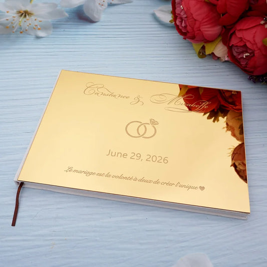 Custom Acrylic Cover Wedding Guest Book Anniversary Gift Personalized Wedding Sign Book