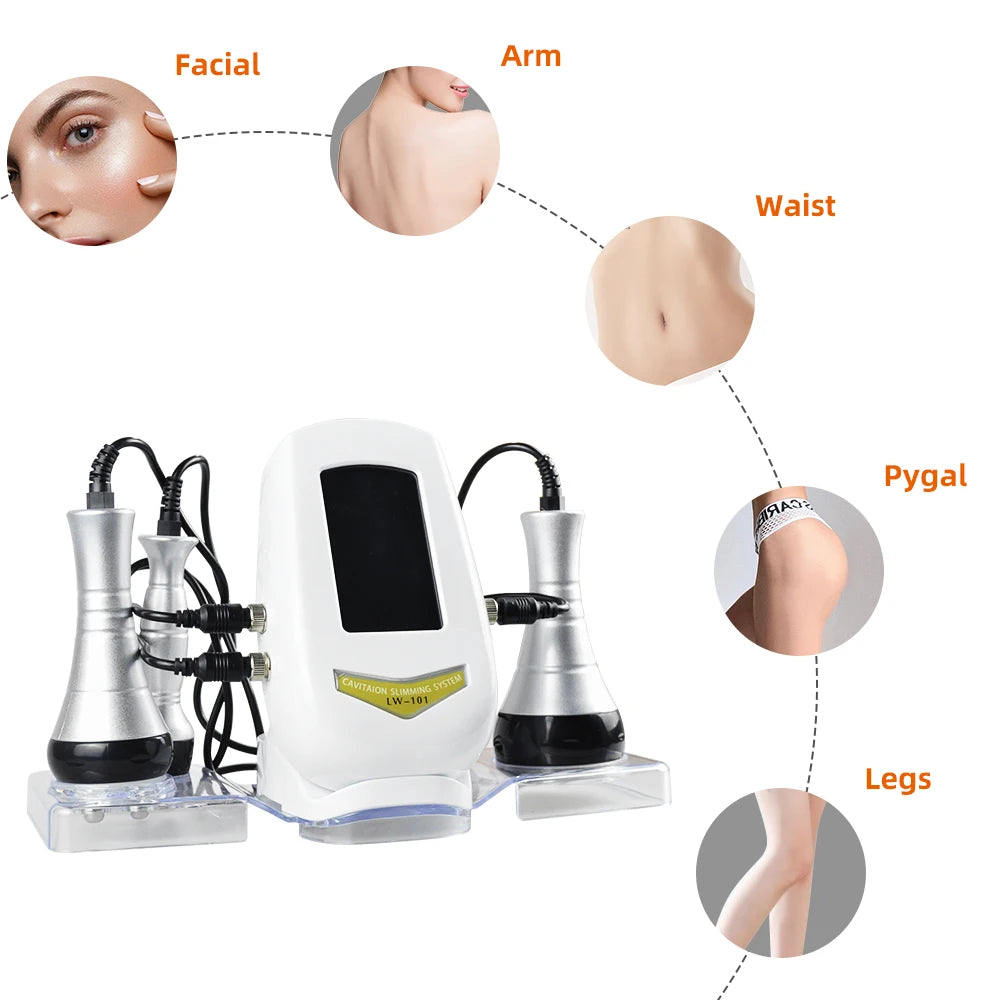 3 in1 40K Ultrasonic Cavitation Machine Body Slimming Massager RF Weight Loss Beauty Skin Tighten Lift Skin Rejuvenation