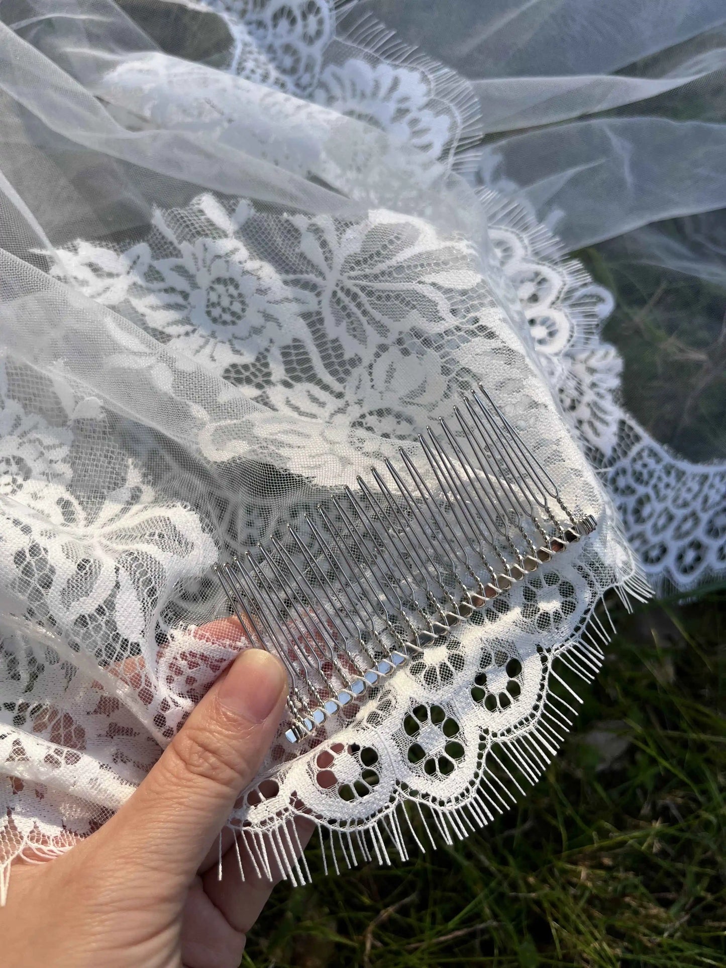 White/Ivory Wedding Veil 3m Long Comb Lace Mantilla Cathedral Bridal Veils Wedding Accessories Veu De Noiva Customized