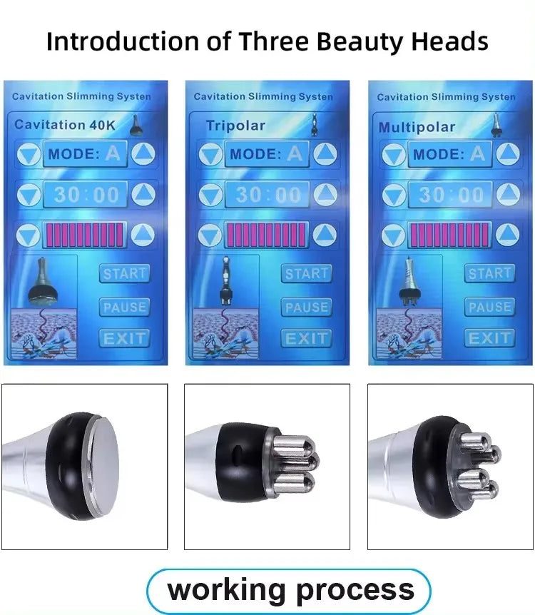 3 in1 40K Ultrasonic Cavitation Machine Body Slimming Massager RF Weight Loss Beauty Skin Tighten Lift Skin Rejuvenation