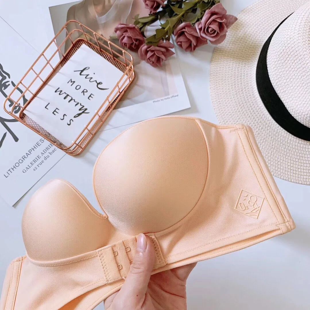 Front Closure Sexy Push Up Bra Women Invisible Bras Underwear Lingerie For Female Brassiere Strapless Seamless Bralette