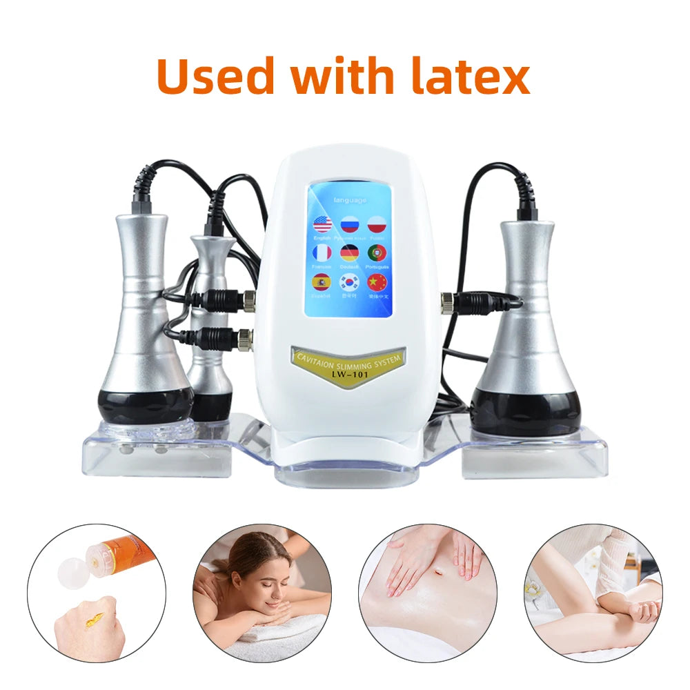 3 in1 40K Ultrasonic Cavitation Machine Body Slimming Massager RF Weight Loss Beauty Skin Tighten Lift Skin Rejuvenation