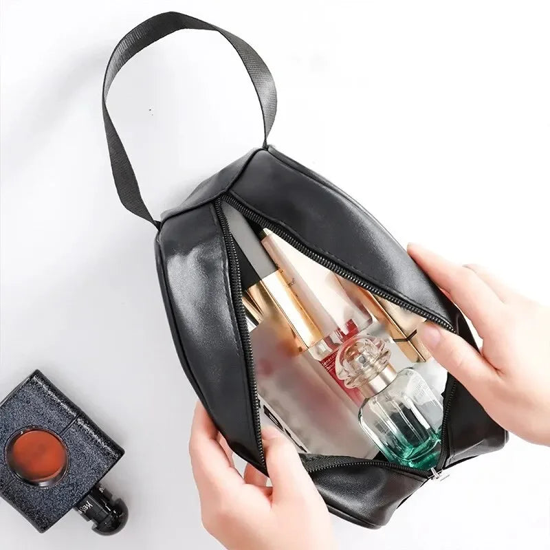 Pu Transparent Three Piece Makeup And Toiletries Bag, Large Capacity Pvc Semi Transparent Frosted Portable Storage Bag