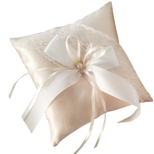 3pcs Pearl Ring Pillow Bridal Wedding Ring Bearer Pillows Cushion Silk Cotton Satin Ribbon Party Supplies Festive Engagement