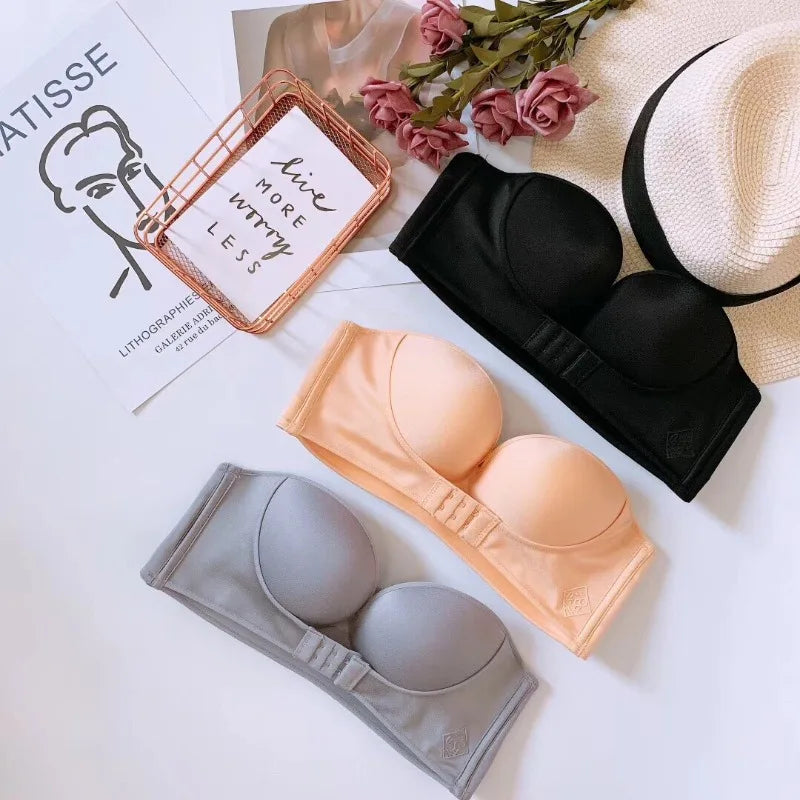 Front Closure Sexy Push Up Bra Women Invisible Bras Underwear Lingerie For Female Brassiere Strapless Seamless Bralette